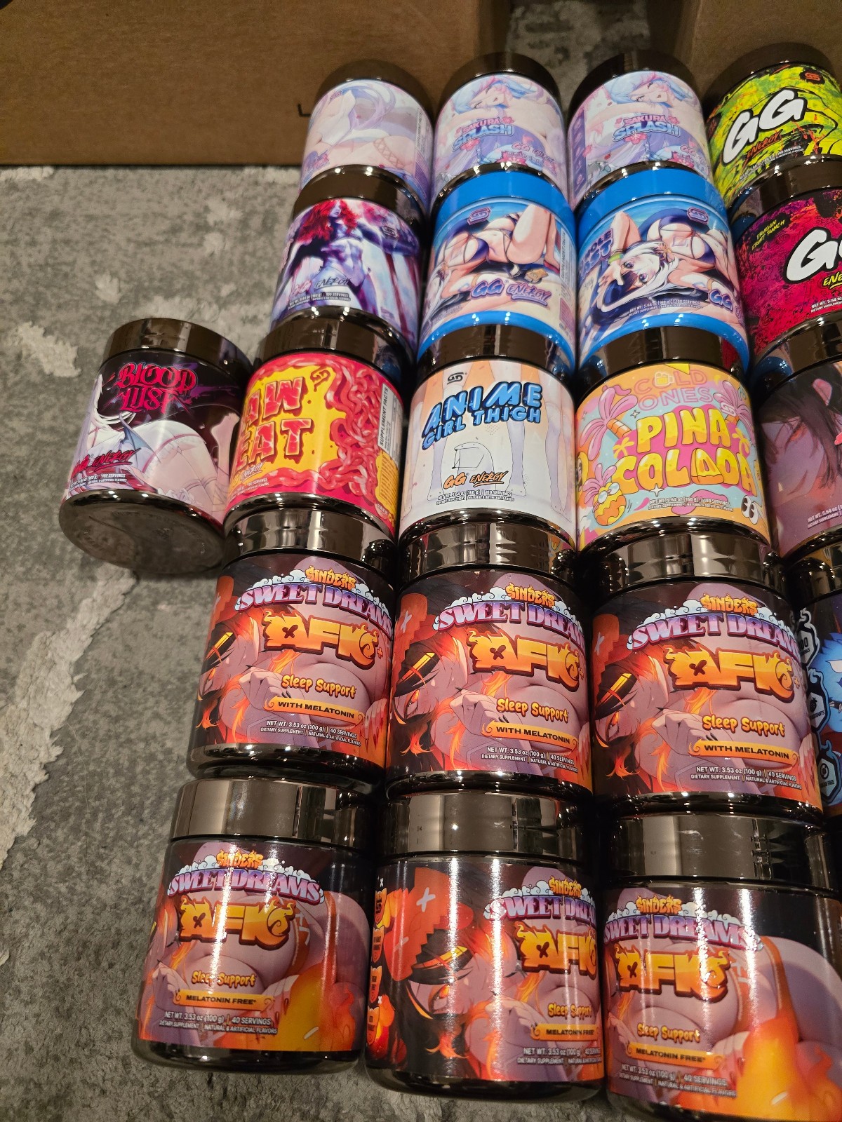 New and Unopened Gamersupps Caffeine and Caffeine Free tubs