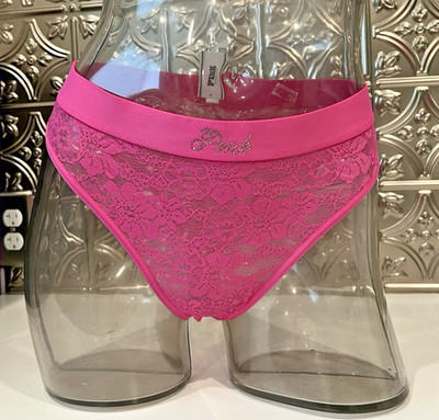 Victoria's Secret PINK Bling Lacie Logo BRAZILIAN Panty Sz XL Pink Gossip NWT