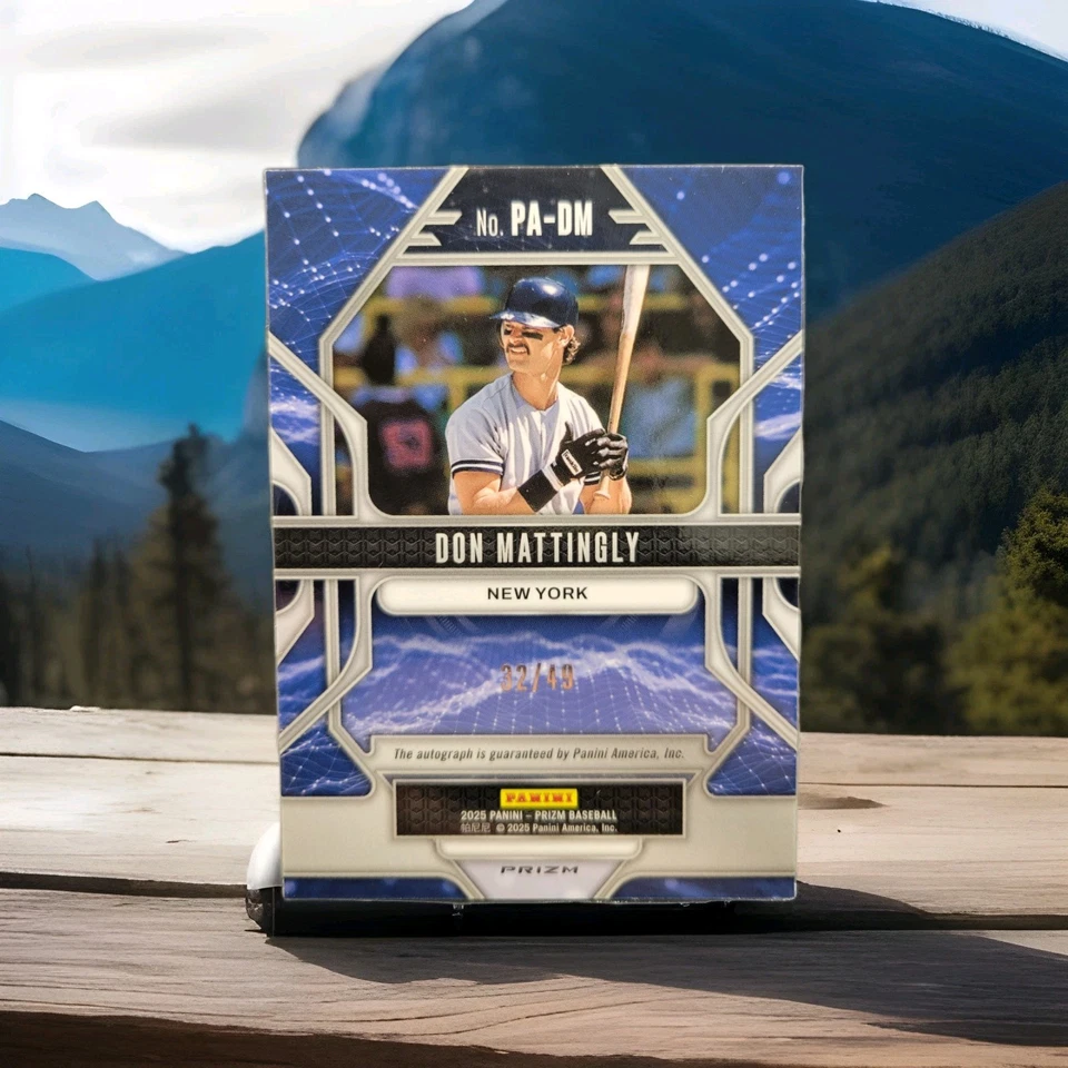 Panini Prizm Don Mattingly 2025 automático 32/49 azul Prizmmatrix Yankees Foto 2 de 2