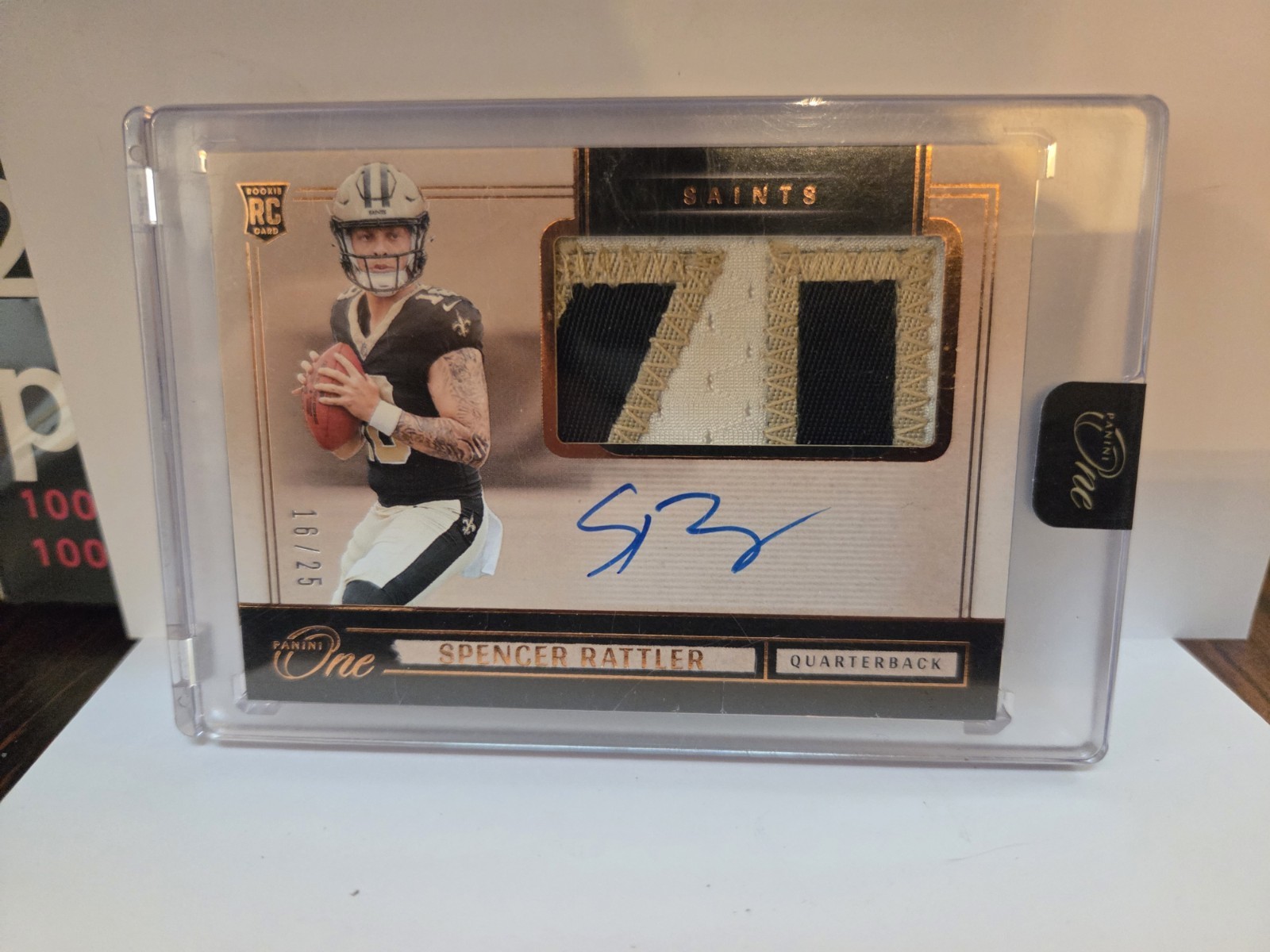 2024 Panini One - Rookie Patch Autographs Spencer Rattler #14 Bronze /25 