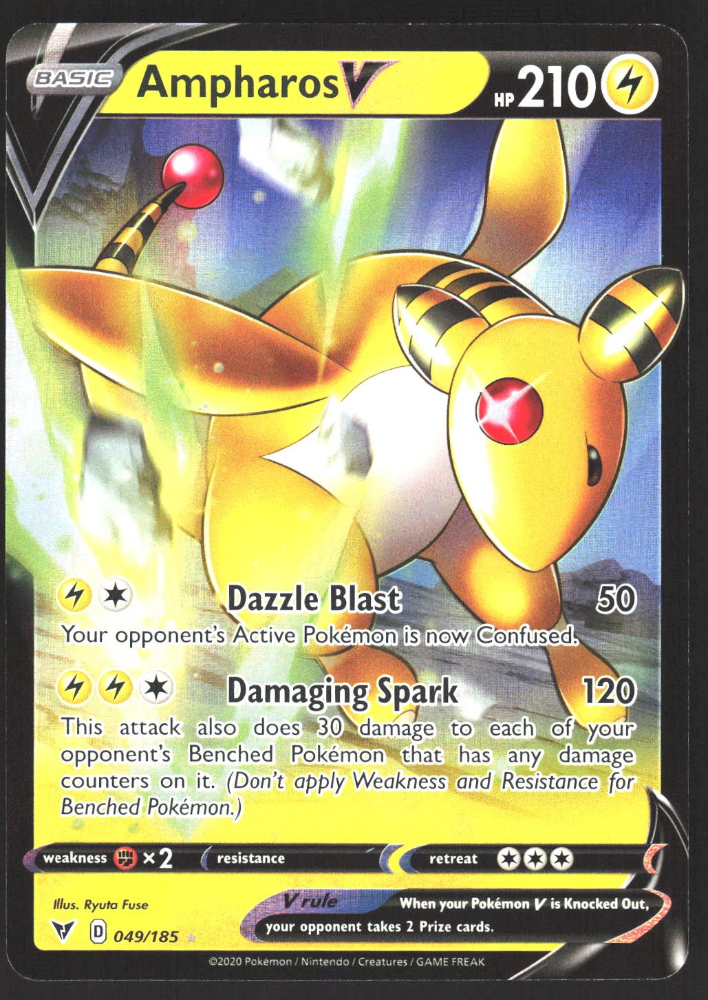 Ampharos V 049/185 Holo V Rare Vivid Voltage Pokemon Moderately Played