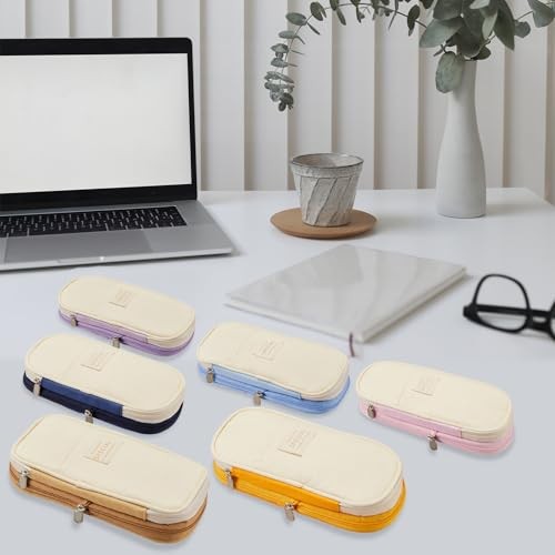 Large Capacity Pencil Case Pouch with Zipper, Portable Aesthetic Cute Khaki - Picture 7 of 7