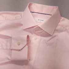 Eton Shirt Men 16.5 42 Slim Fit Pink Long Sleeve Button Up Signature Twill Dress