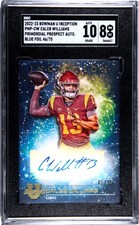 Caleb Williams 2022 Bowman Inception Primordial Prospect Auto Pre- Rookie SGC 8