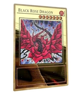 Black Rose Dragon Quarter Century Secret Gold Metall Karte Fan Kunst Fan Made