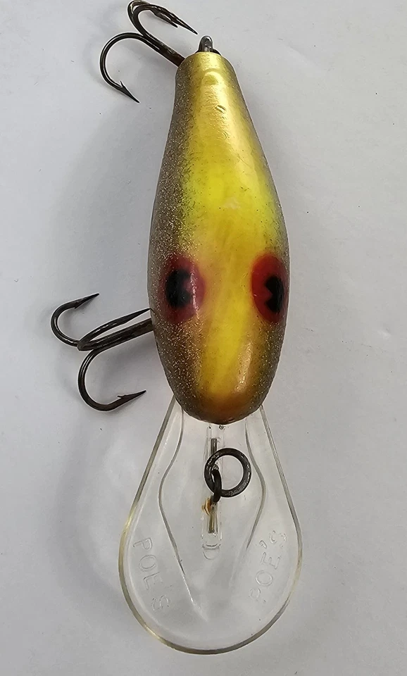 Señuelo de pesca vintage Poe's de madera Crankbait Deep Diver hecho en EE. UU. Foto 3 de 4