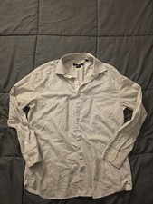 John Varvatos Usa Button Mens 16 32/33 Blk Stripes Slim Fit Star USA
