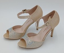 De Blossom Women's Betsy-5 Champagne Sparkle Elegant Evening High Heels Size 9