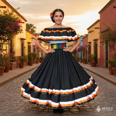 Traditional Mexican jalisco  Floral Dress Set   Handmade Two-Piece CUSTOM 