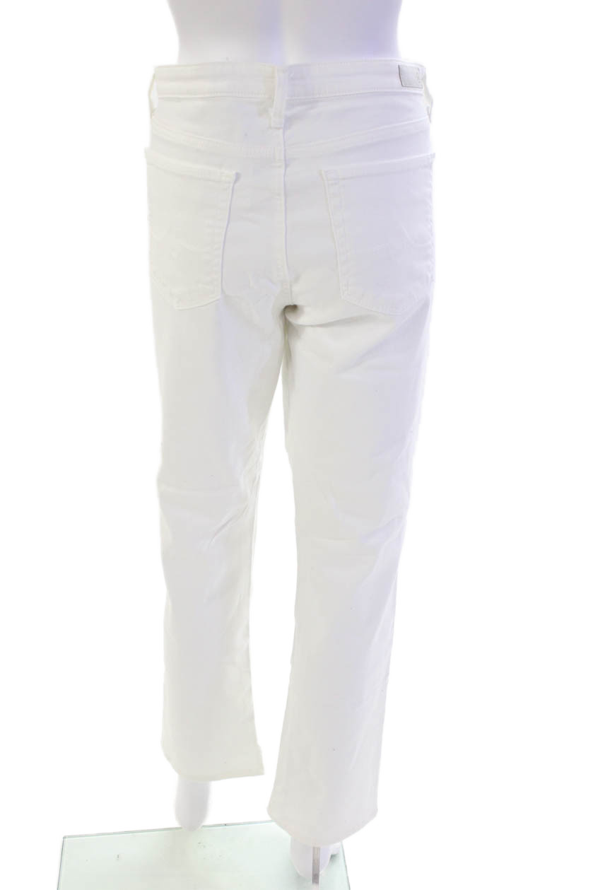 AG Adriano Goldschmied Womens Cotton Mid Rise Straight Leg Jeans White Size 32 thumbnail 3