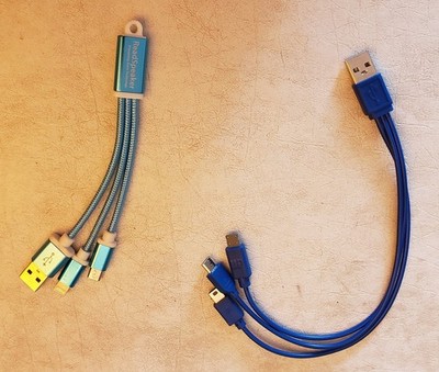 Set of 2 USB MFi-Certified Lighning 3-in-1 Adapter Cables
