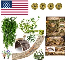 Bearded Dragon Tank Accessories, 10 PCS Reptile Hammock Plants Bridge Jungle ...