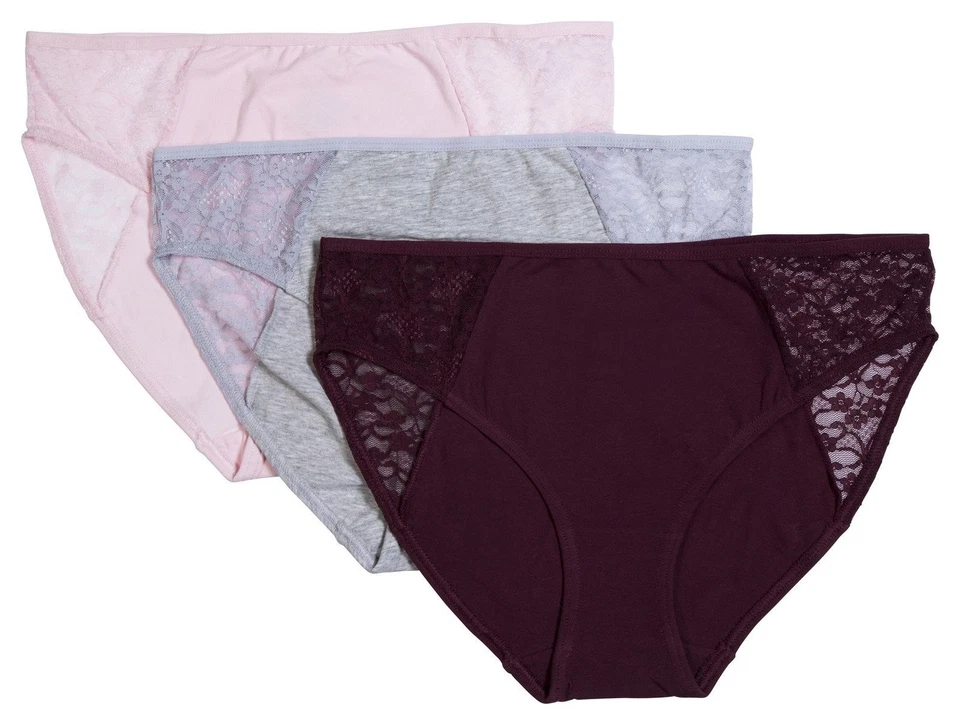Donna L'oren Women's Hi-cut Briefs Floral Lace Detail Panties 3-Pack S-XL - Image 3 of 4