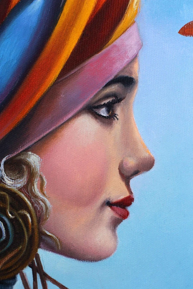 PINTURA AL ÓLEO ORIGINAL MUJER | ARTE PÁJARO POR ARTISTA UCRANIANO Foto 4 de 4