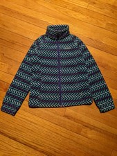Columbia Kids Full Zip Blue Aztec Fleece Jacket sz M 10/12