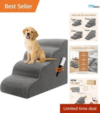 Portable 4-Step Pet Ramp - Soft High-Density Foam for Small Dogs  Cats