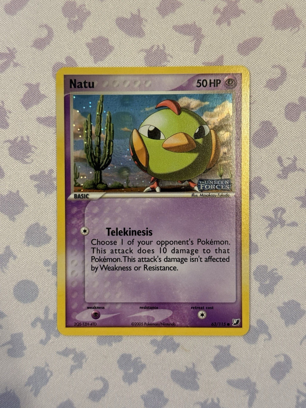 Natu 63/115 EX Unseen Forces Reverse Holo Stamped Pokémon Card NM