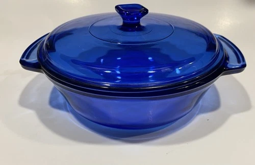 ​Vintage Anchor Hocking USA Cobalt Blue Ovenware Casserole Dish 1.5 Qt with Lid