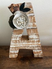 Large distressed chunky Wood Letter A shelf decor, embellished, minimalist 8
