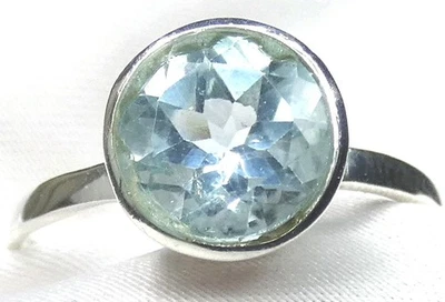 💎 Blautopas Ring Gr. 55 (17,5) 925 Silber runder Edelstein 💎 - Bild 1 von 4