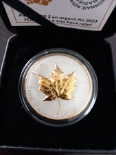 Canada 2023 20$ Maple Leaf SML Ultra High Relief Gold Plating 1 oz Silver Coin
