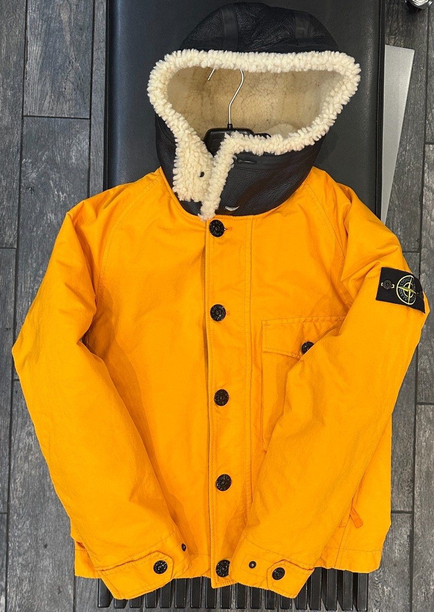 Stone Island Sheepskin Sherpa Down Lined David-TC Jacket In Gold