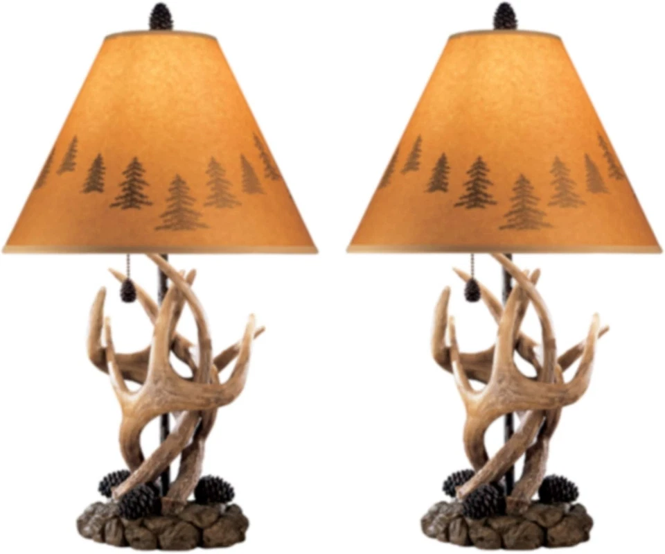 Derek Rustic Antler Lamp Set, Brown, 2 Count - Image 3 of 4