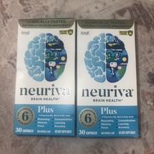 (2) 100% AUTHENTIC Schiff Neuriva BRAIN HEALTH PLUS - 30 Caps X 2 - NEW