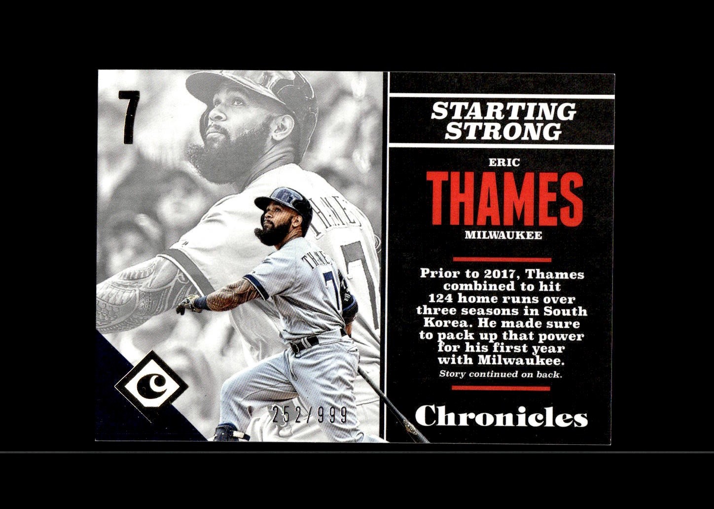 2017 Panini Chronicles Gold #62 Eric Thames Milwaukee Brewers #/999
