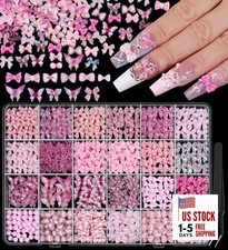 3D Pink Bow Nail Charms, Cute Bows Charms Mix Cartoon Flatback Cat S3-Bow