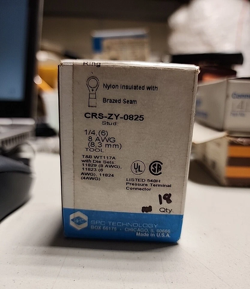 18 Pc. VOLTREX BRAND CRS-ZY-0825 Tongue T.  Stud 1/4 (6) 8AWG (8.3 mm) [RC 6-2]  - Image 3 of 4