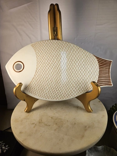 ARABIA FINLAND Ceramic FISH TRIVET Charcuterie CUTTING BOARD MCM 60s Karina Aho