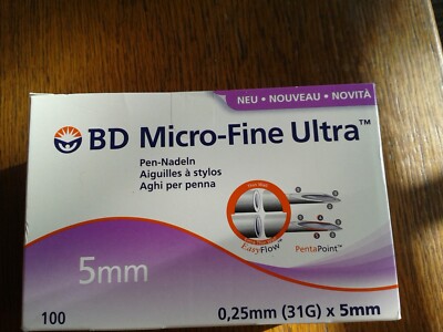 2 Pakete à 105 St. BD Ultra-Fine Pen-Nadeln 0,25 mm (31G) x 5mm 