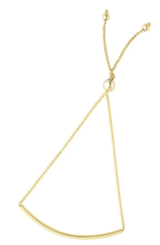 Brazalete Bolo Barra Amistad Oro Amarillo 14k 9.25" con Cierre Deslizante Ajustable