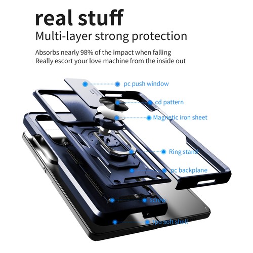 For Samsung Galaxy Z Fold4 5G Hybrid Camera Slide Cover Ring Stand Armor Case US - Picture 16 of 25