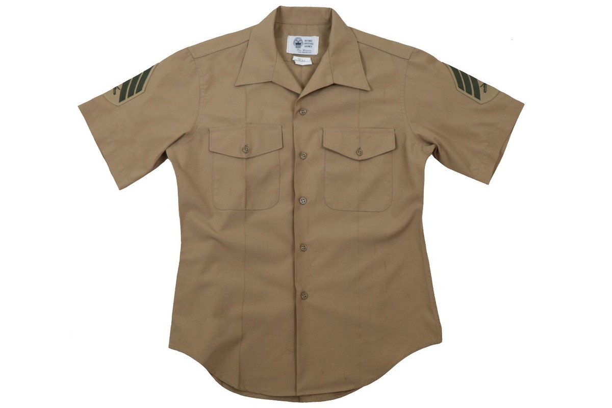 14 1/2 - USMC Service Uniform Khaki Dress Short Sleeve Shirt