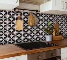 Home Kitchen Backsplash Faux 3D Like Watercolor Tie Dye Ink Tiles Peel and St...