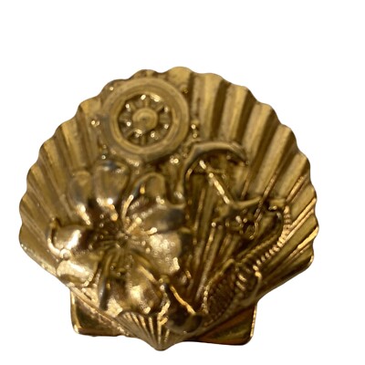 Milly Women's Gold Metal Color Anchor Sailor Wheel Seashell Clip On Earrings VTG