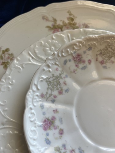 3 VTG Mismatched China Plates Florals Dinner Party For One Fancy Spoiled ME - Picture 8 of 22