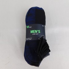 10 Pair Men's Low Cut Socks - Shoe Size 6-12, Black-White 964