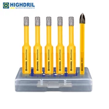 HIGHDRIL 6pcs/box 6mm Drill Bit+ 6mm Positioning Drill for Porcelain Tile Marble