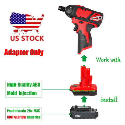 Adapter for Milwaukee M12 Tool To for Porter Cable 20v MAX PCC685 Li-Ion Battery