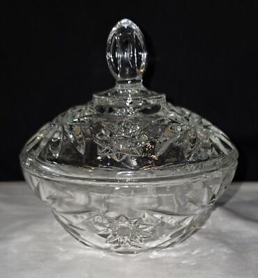Vintage Anchor Hocking 5 1/4'' Star of David Glass Candy Dish