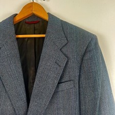 Men's Hart Schaffner Marx Navy Blue Wool Suit Jacket Blazer USA Vintage