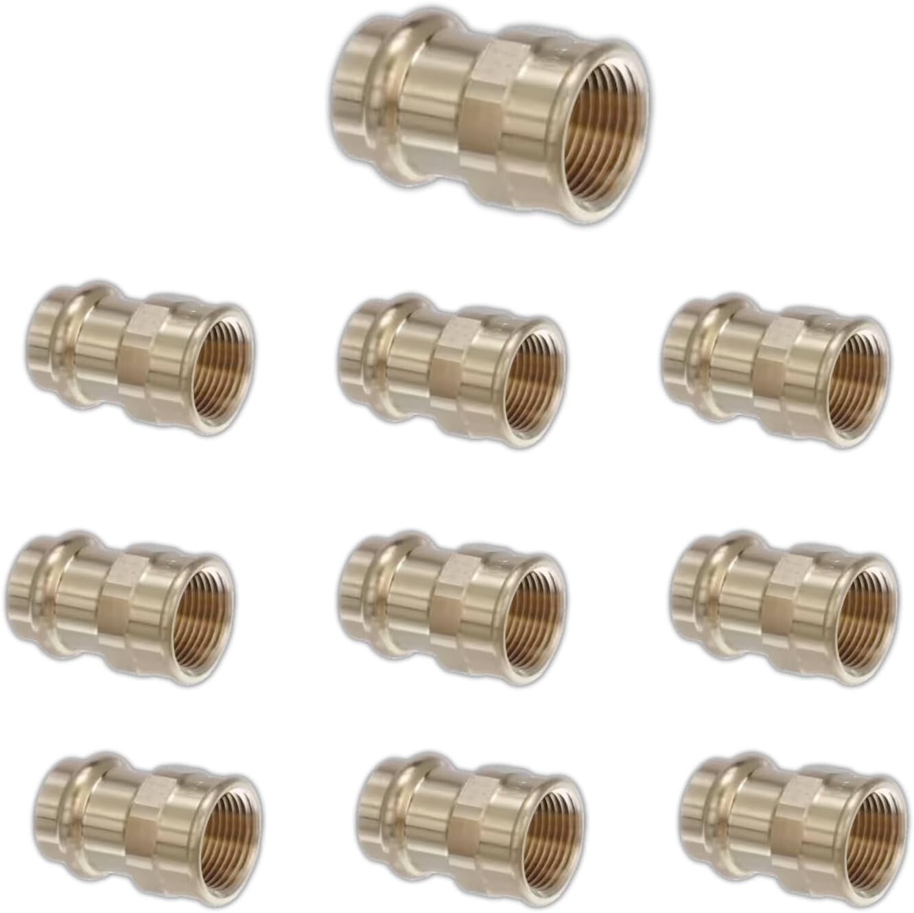 ProPress Brass Adapter 1/2" Press Fittings Adapter 1/2inch Female NPT Pack of 10