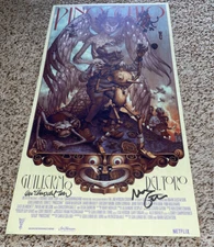 Guillermo Del Toro and Mark Gustafson Signed Pinocchio Poster 13x24 Inches