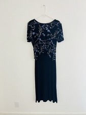 Ronni Nicole Vintage 90s Layered Black Floral Stretchy Maxi Dress 6