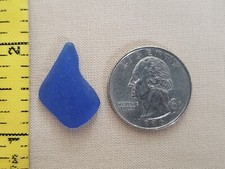 GENUINE BEACH SEA GLASS SURF TUMBLED COBALT BLUE NAVY FROSTED OCEAN PENDANT R6