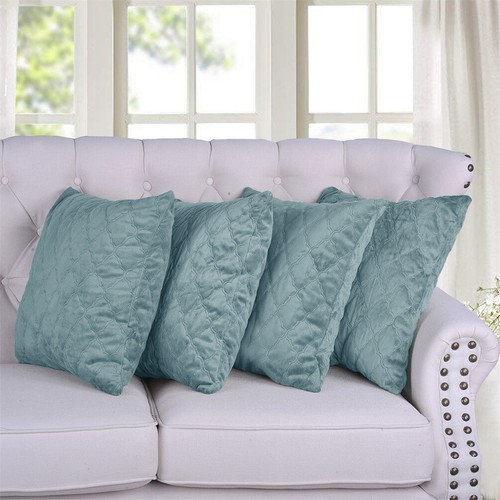 Pack of 4 Micromink Soft Solid Decorative Throw Pillow Covers Set Cushion Case - Picture 27 of 59