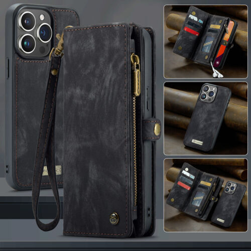 Leder Handyhülle für iPhone 16 15 14 13 12 Pro/Max Magnet Tasche Schutz Wallet - Bild 14 von 64
